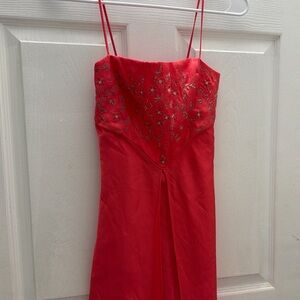 Masquerade Strapless Red Dress with Embellishments